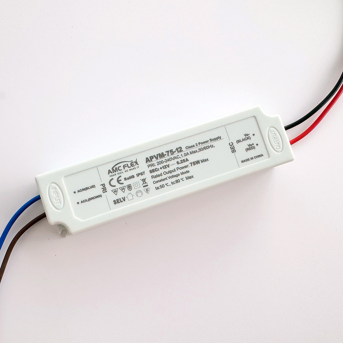 75W24V Watertight CV LED Power Supply SELV CE ROHS